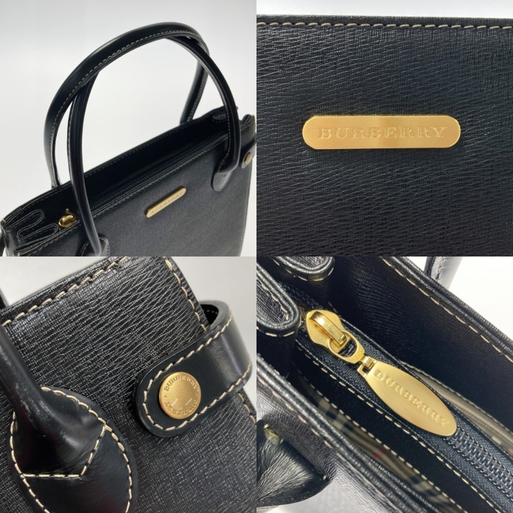 Burberry Handbag Black Leather Nova Check - Picture 6 of 7